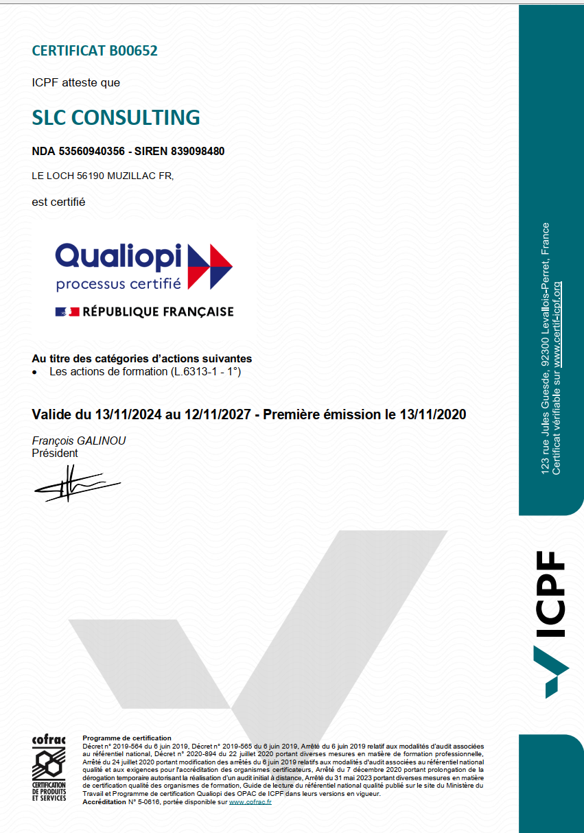 CERTIFICAT QUALIOPI